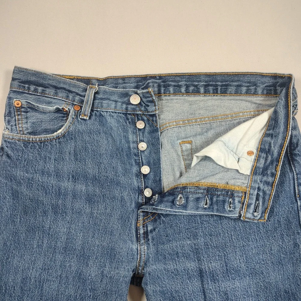 Levi's 501 Jeans Mens 34x34 Blue Original Fit Button Fly Solid Cotton Denim